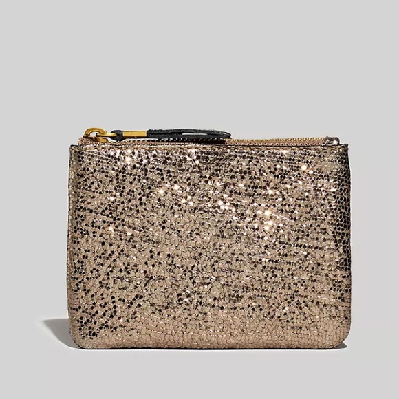 Madewell Small Zip Pouch in Metallic Leather NEW - Picture 9 of 9